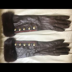 - COACH Royal Ladies Leather & Mink Hand Glove
